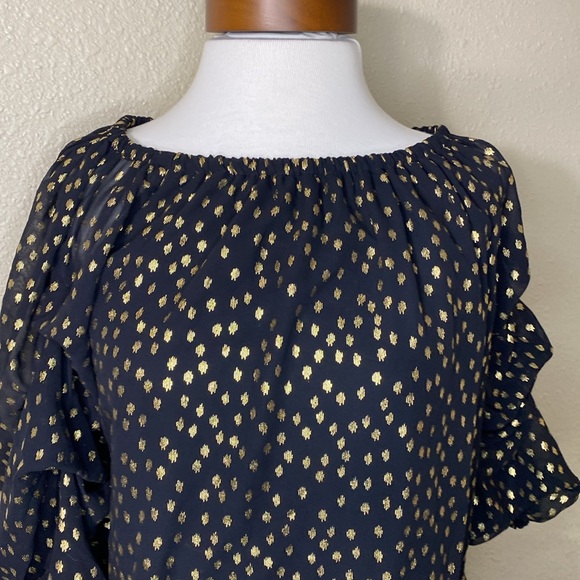 NWT MSK Black and Gold Lantern Sleeve Off the Shoulder Top Size S - Picture 2 of 13